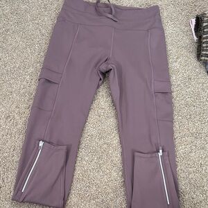 Athleta Mauve Leggings with Zippered Pockets